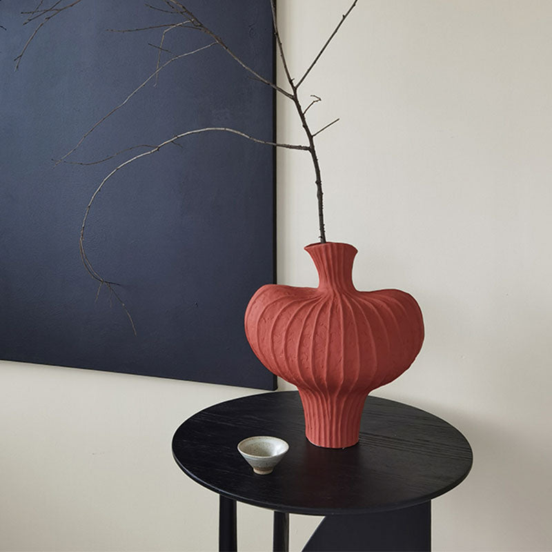 Shaped Ceramic Vase, Red styled for decor