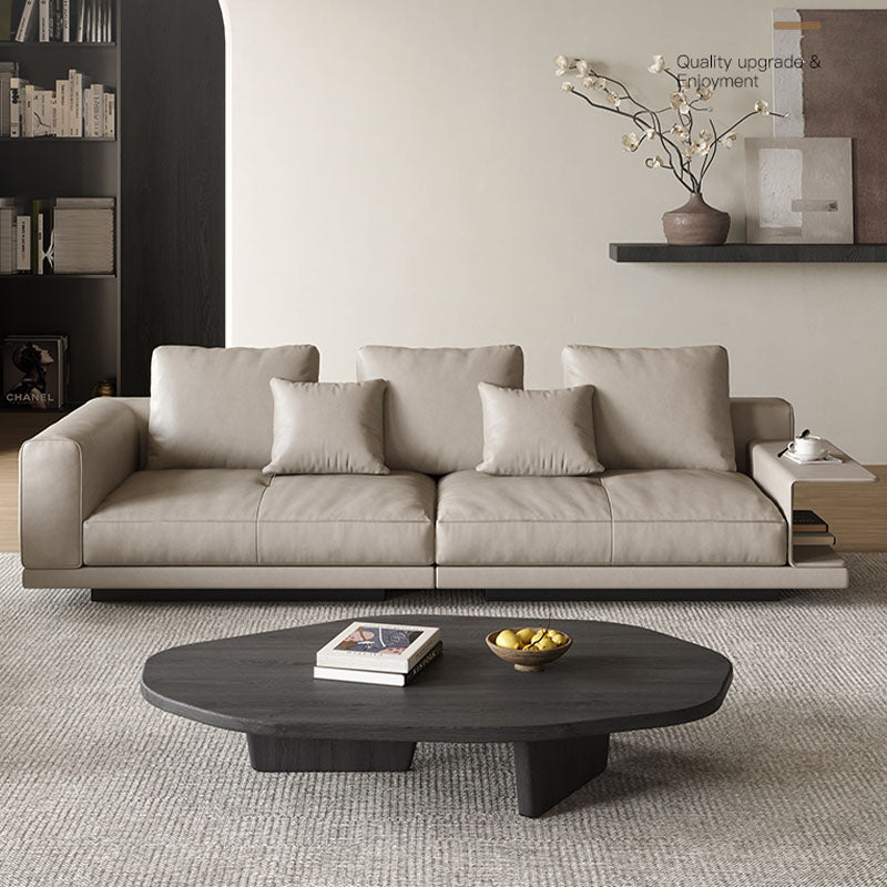 Gail Three Seater Sofa lifestyle view with leather 3 seater sofa