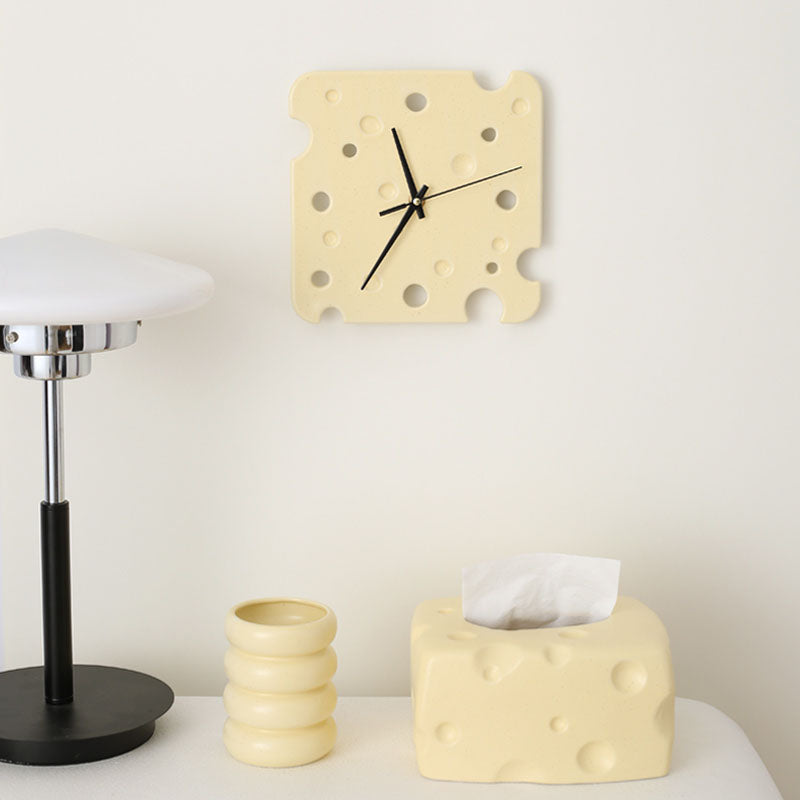 Cheese Style Clock, Square - decorative wall clock UK
