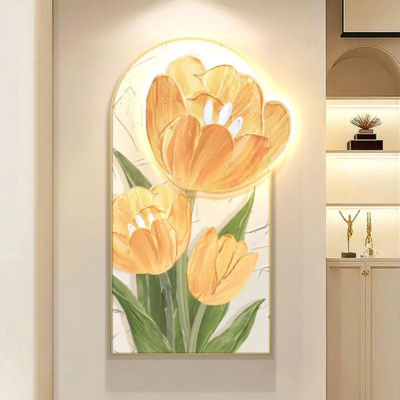 Luminous Tulip Mural Wall Art With Light - print UK