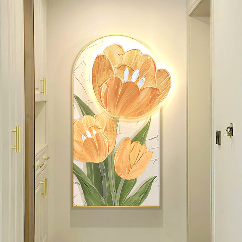 Luminous Tulip Mural Wall Art With Light detail view for modern wall decor