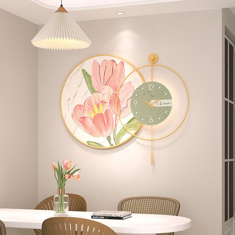 Cici Creative Decorative Tulip Clock detail view for modern decorative clock