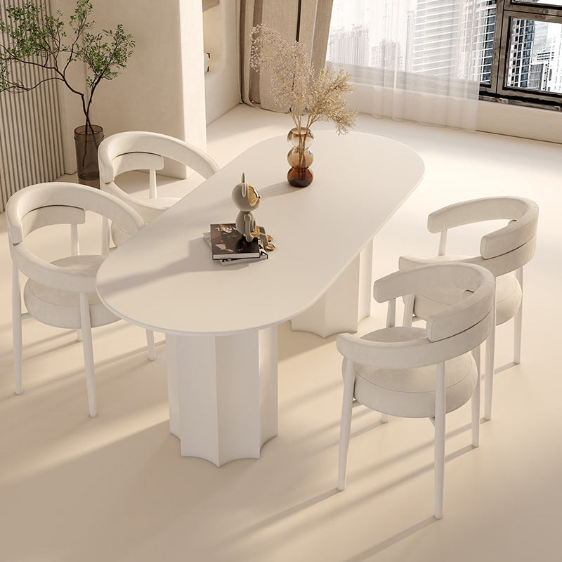 Nordic Style Dining Table Combination front view as a oval dining table