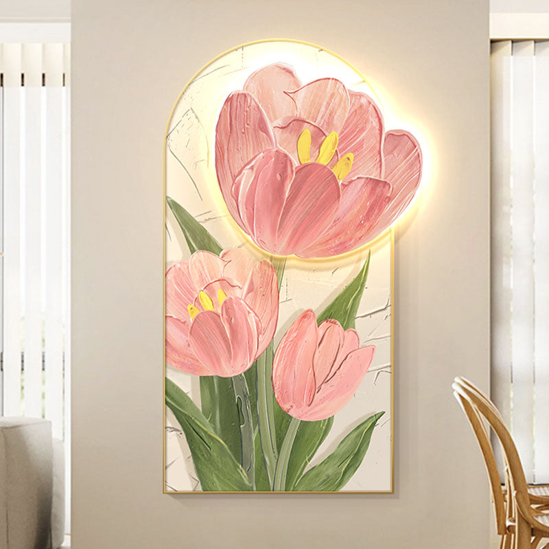 Luminous Tulip Mural Wall Art With Light - framed wall art print