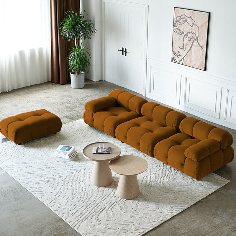 Orange B&B Camaleonda Style Sofa, Two Seater, Three Seater, Two Seater Corner Sofa, Velvet front view as a modern two seater sofa