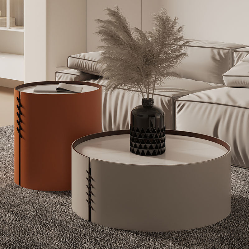 Flo Coffee Table Set, Orange & Grey detail view for for living room