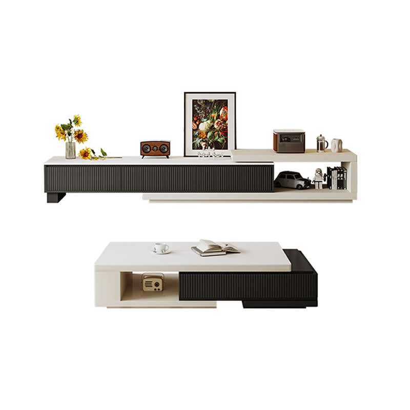 Bonnie TV Stand Set With Coffee Table, Black & White-Rit Concept-Rit Concept