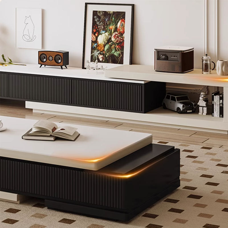 Bonnie TV Stand Set With Coffee Table, Black & White-Rit Concept-Rit Concept