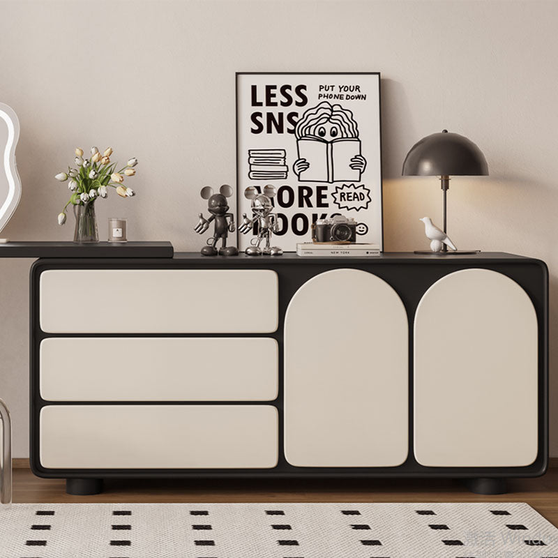 Fannie Dressing Table With Sideboard, Black & Cream-Rit Concept-Rit Concept