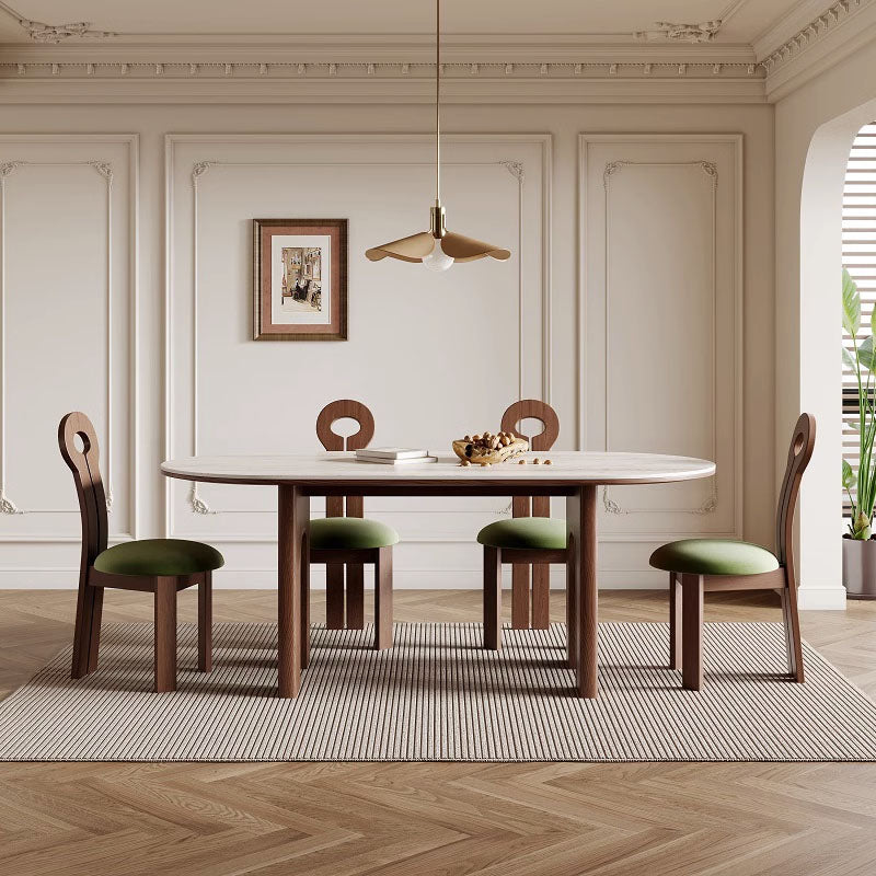 Stephanie Dining Table Set detail showing table finish and proportions