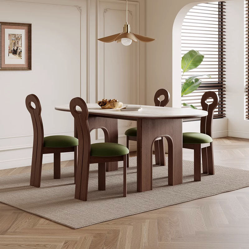 Stephanie Dining Table Set lifestyle view with marble effect dining table and chairs