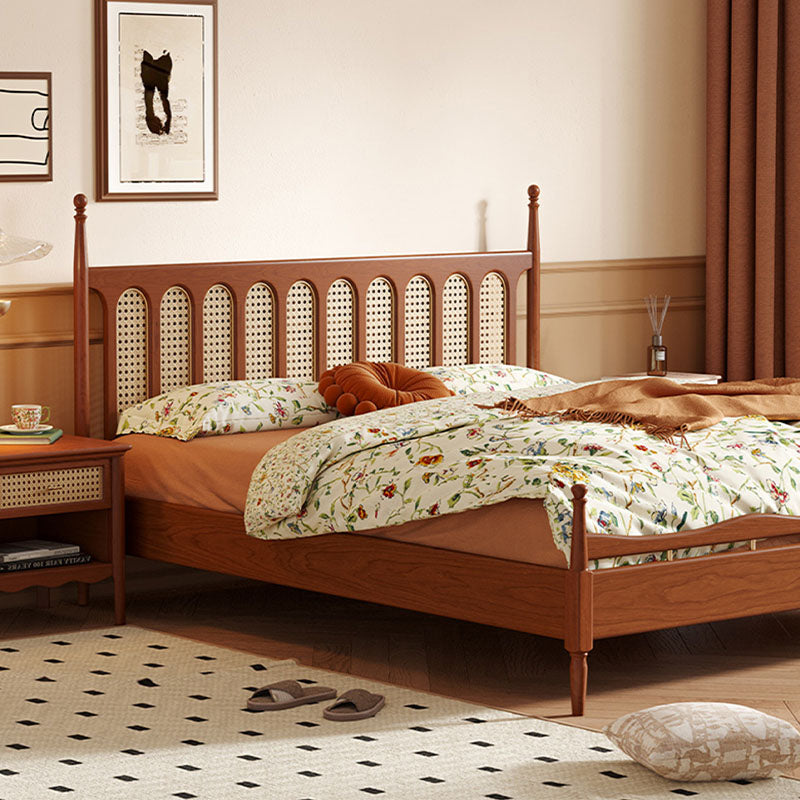 Flora King Size Bed, Cherry Wood detail view for bedroom storage bed