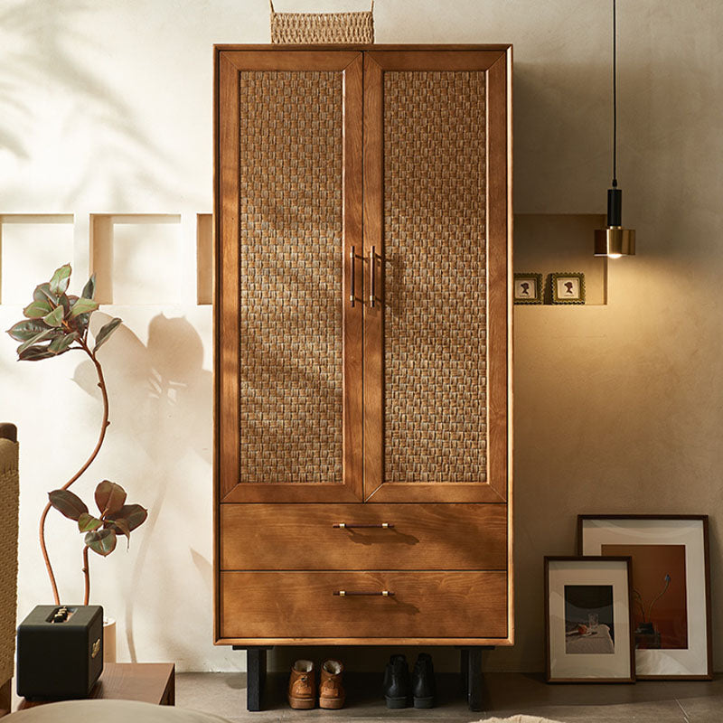 Kaylee Rattan Wardrobe, Solid Wood
