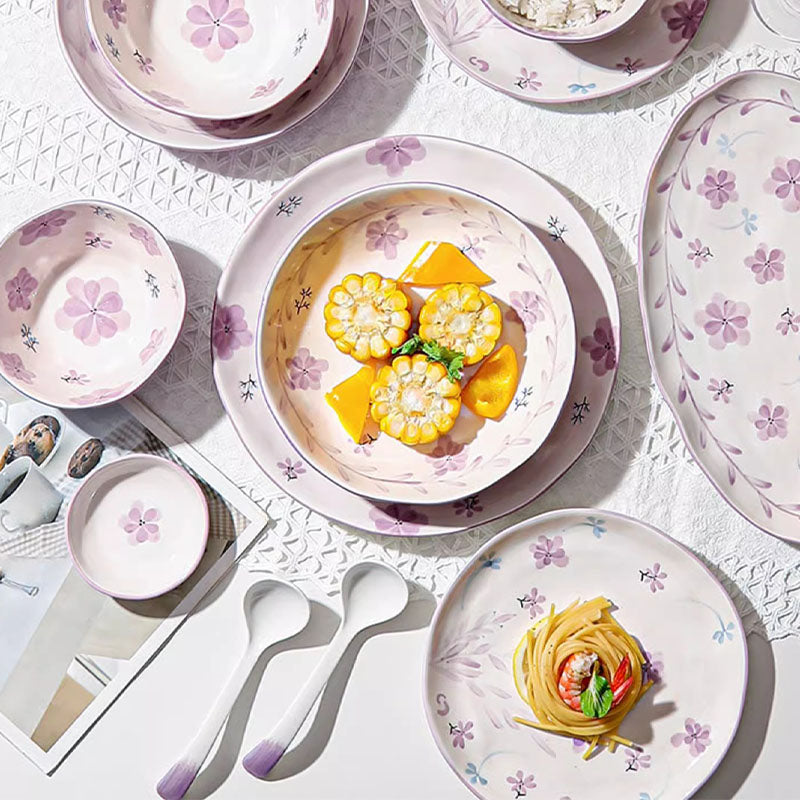 Layla Orchid Dining Set styled for modern dinnerware set