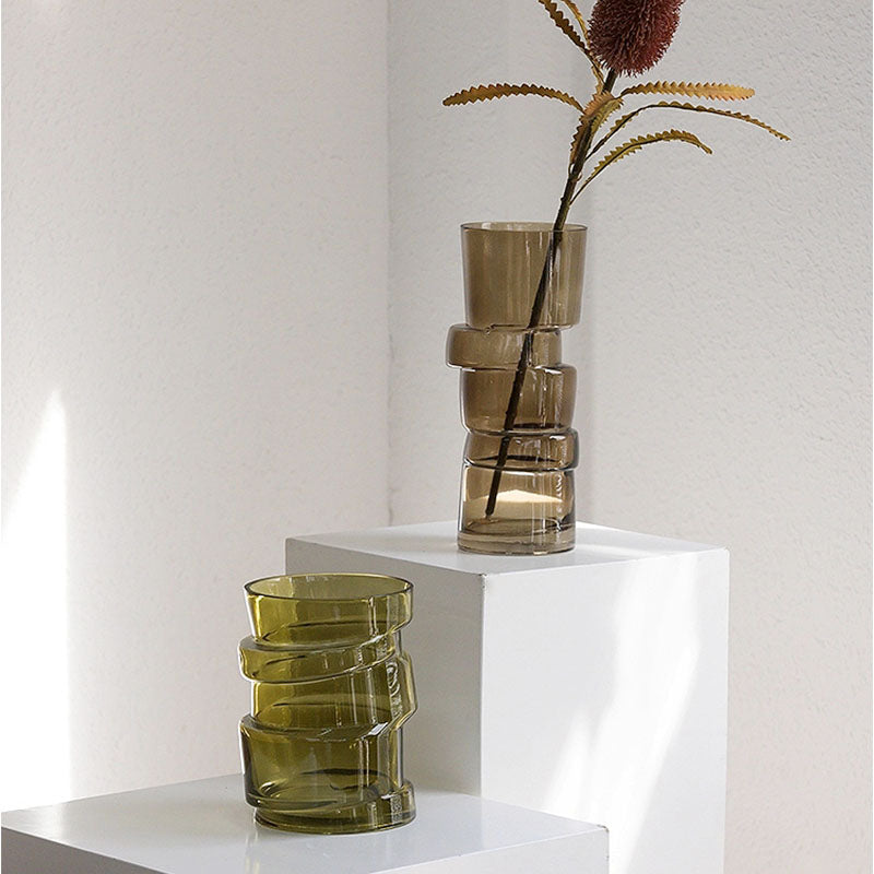 A Set Of Two Costa Glass Vases, Decorations styled for vase decor