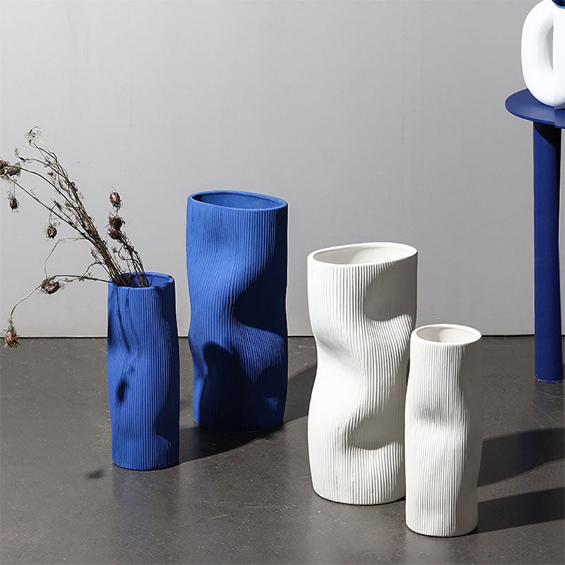 A Set Of Two Ceramic Vases, Blue/ White - a two ceramic vases ceramic decorative vase UK