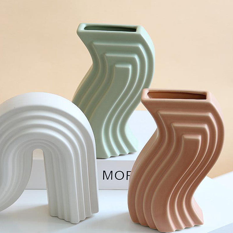 Xenia Ceramic Shaped Vase styled for decor