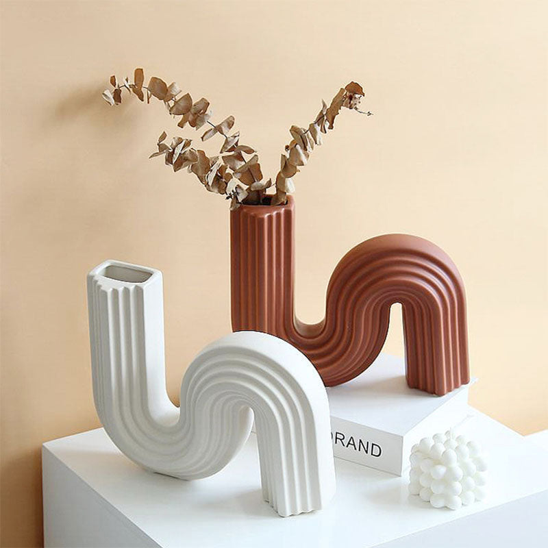 Xenia Ceramic Shaped Vase - decorative vase UK