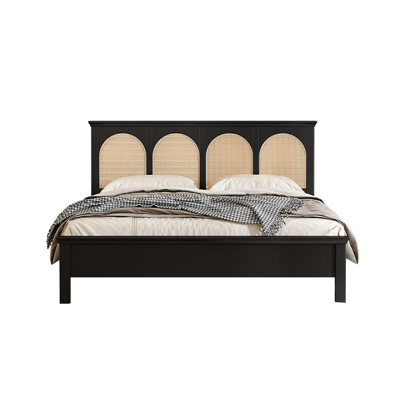 Rosemary Double Bed / King Size / Super King Size, Black Wood With Rattan in a modern UK home