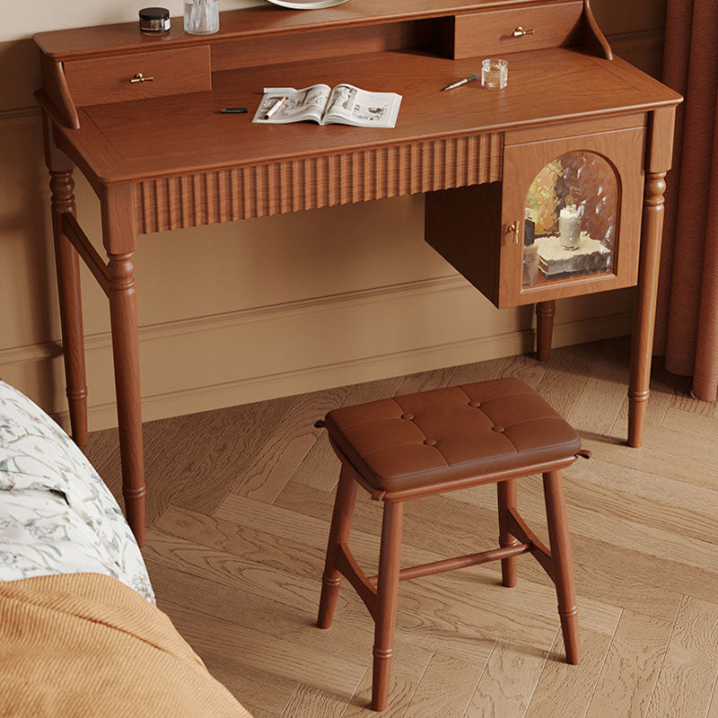 Ryan Dressing Table, Cherry Wood front view as a media unit