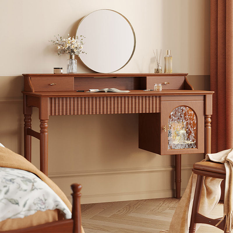 Ryan Dressing Table, Cherry Wood lifestyle view with wood dressing table