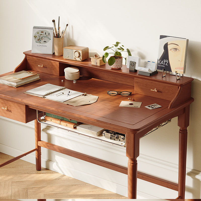Sarah Office Desk, Cherry Wood detail view for home office desk UK