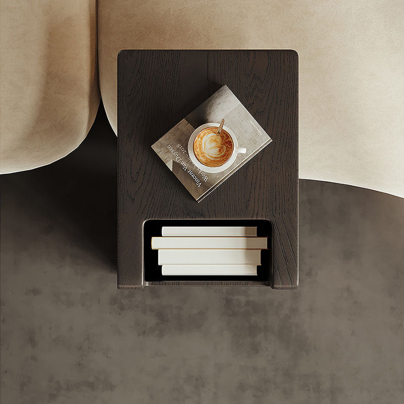 Rodge Side Table with Book Storage, Wood detail view for end table for living room
