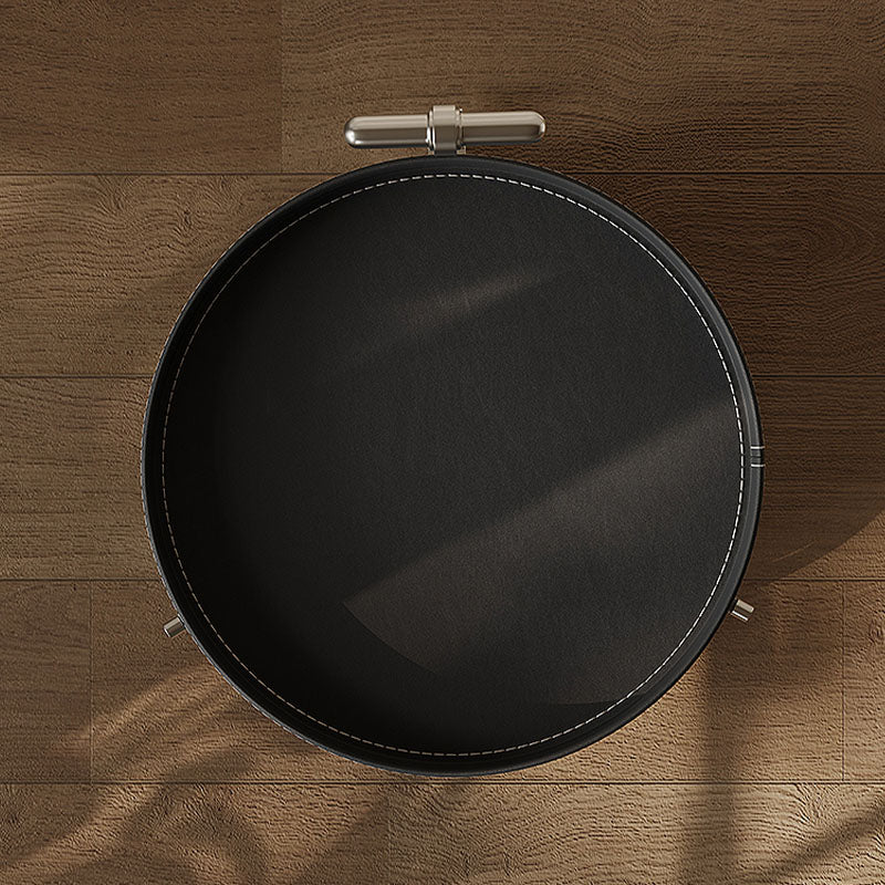 Willis Round Side Table, Movable Trolly, Black in a modern UK home