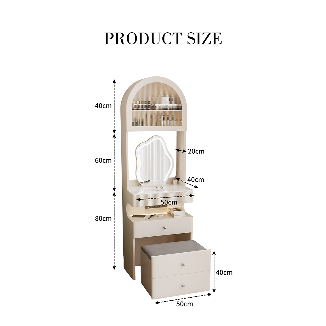 Lia Slimline Dressing Table, With USB Port, LED Mirror & Stool-Rit Concept-Rit Concept