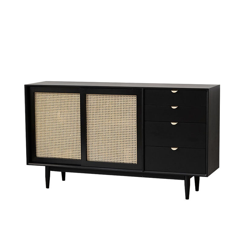 Allson Rattan Sideboard with 4 Drawers, Pine Wood - 4 rattan storage sideboard