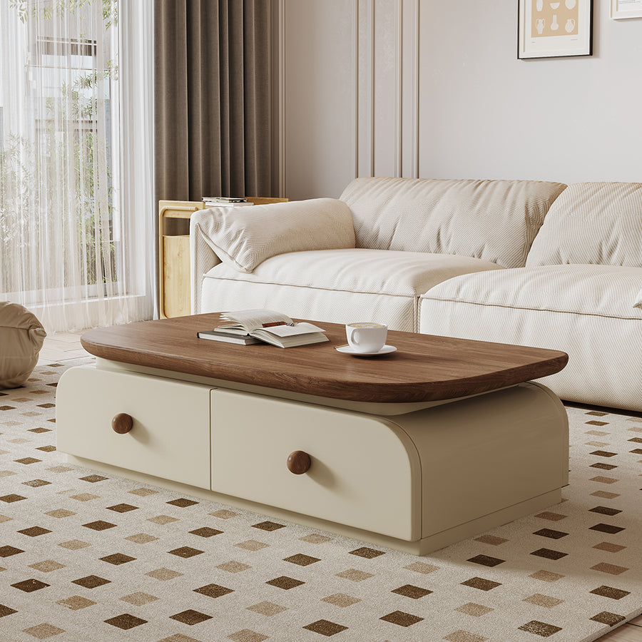 Uddin Rectangle Coffee Table With Storage - tan rectangular coffee table UK