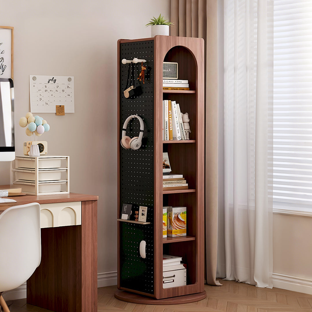 Correa Rotating Bookshelf, Freestanding Shelving Unit With Full Length Mirror - tan bookshelf UK