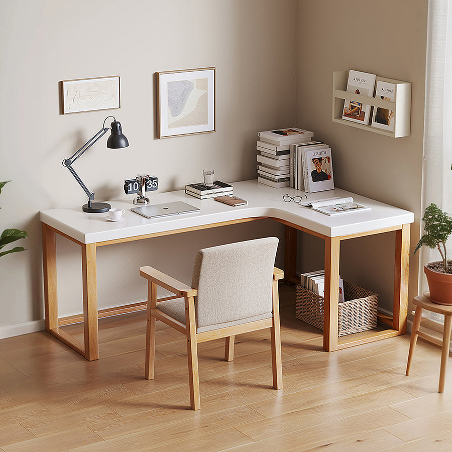 Amari L Shape Office Desk With Chest of Drawers, More Colors - l shape office oak office desk UK