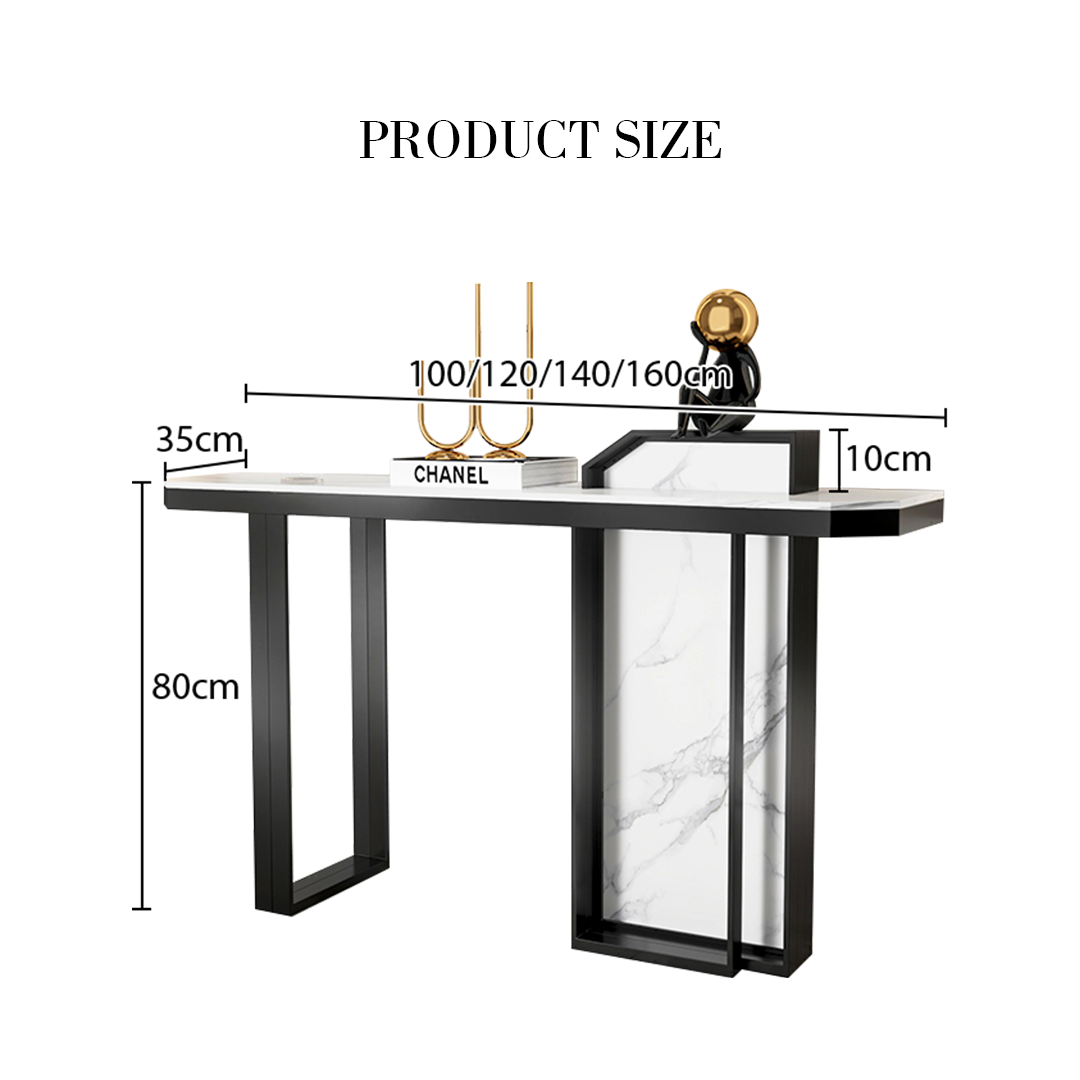 Huli Metal Modern Console Table, Black & White-Rit Concept-Rit Concept
