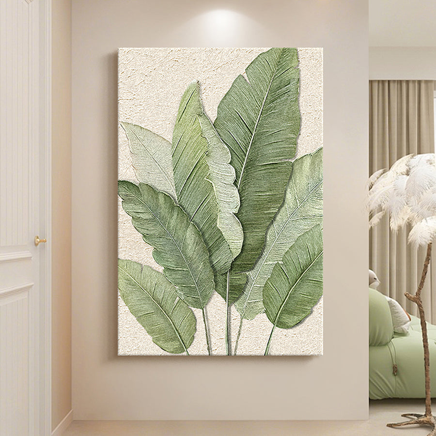 Green Leaves Framed Wall Art Print Multiple Size - wall art print UK