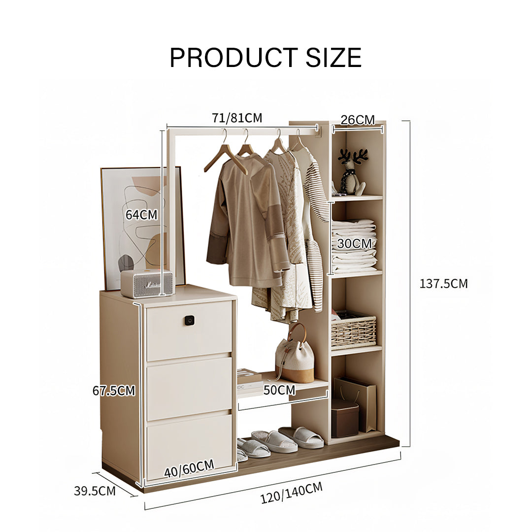 Hiroshi Coat Rack With Storage, Wardrobe With Coat Stand-Rit Concept-Rit Concept