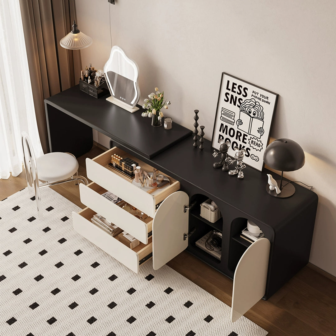 Fannie Dressing Table With Sideboard, Black & Cream-Rit Concept-Rit Concept