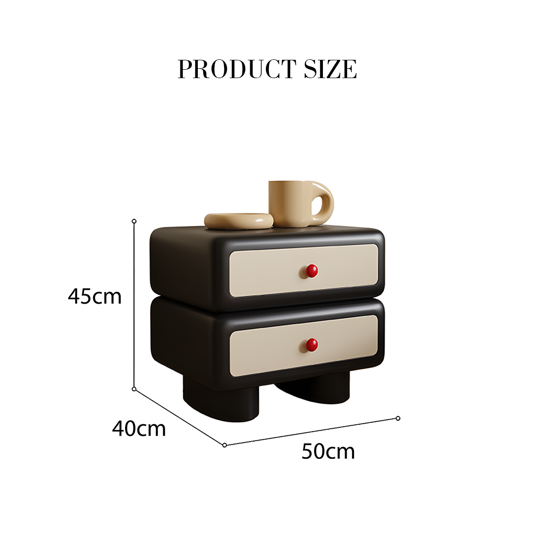 Alicia Wood Bedside Table, Cream-Rit Concept-Rit Concept