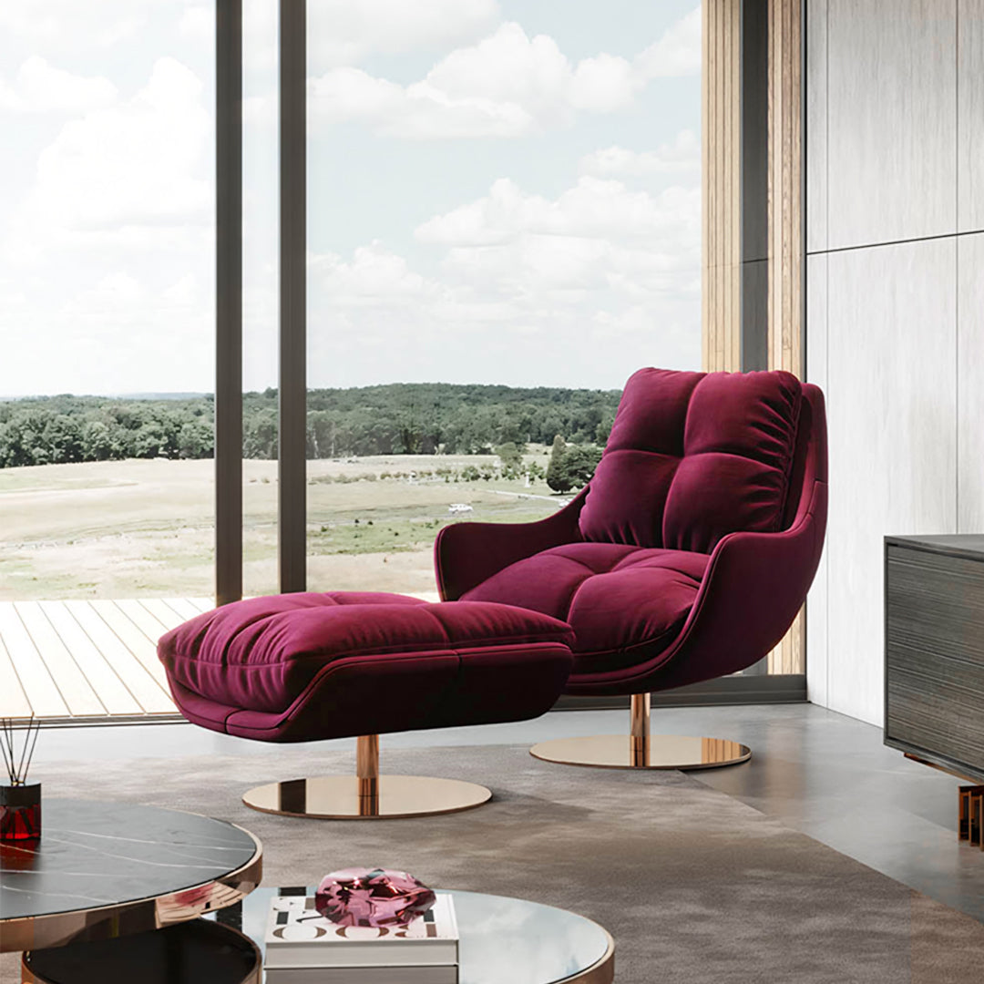 Bonnet Swivel Lounge Chair With Ottoman - accent chair UK