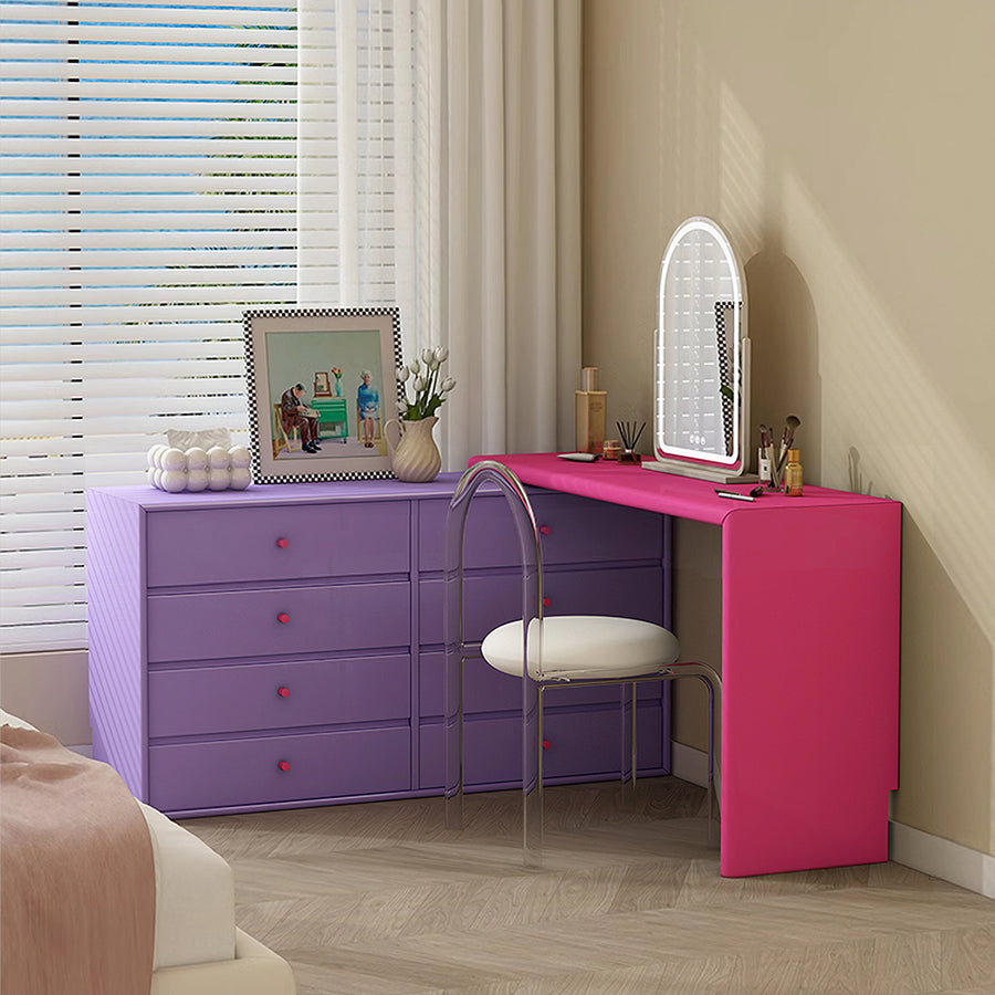 Nair Corner Dressing Table With LED Mirror, Macaroon Colour for modern UK living room
