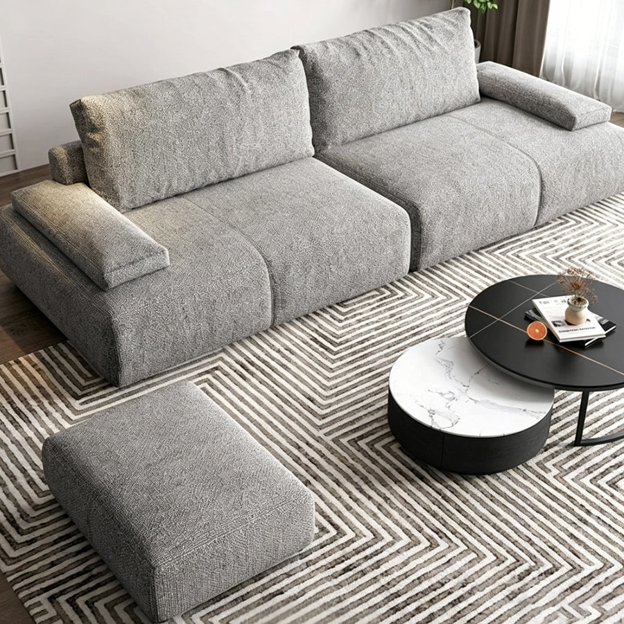 Cleo Two Seater, Three Seater, Four Seater Sofa, Cotton Linen side view and sofa proportion