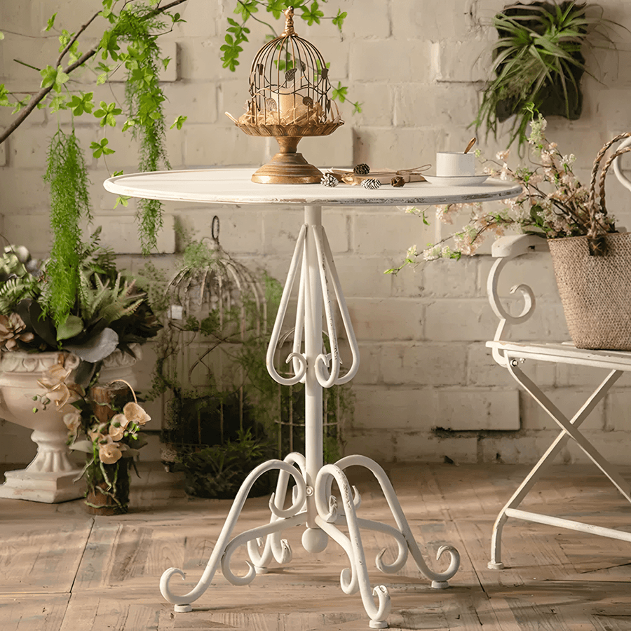 Antonia Outdoor Garden Dining Table Set, Iron styled for lounge chair