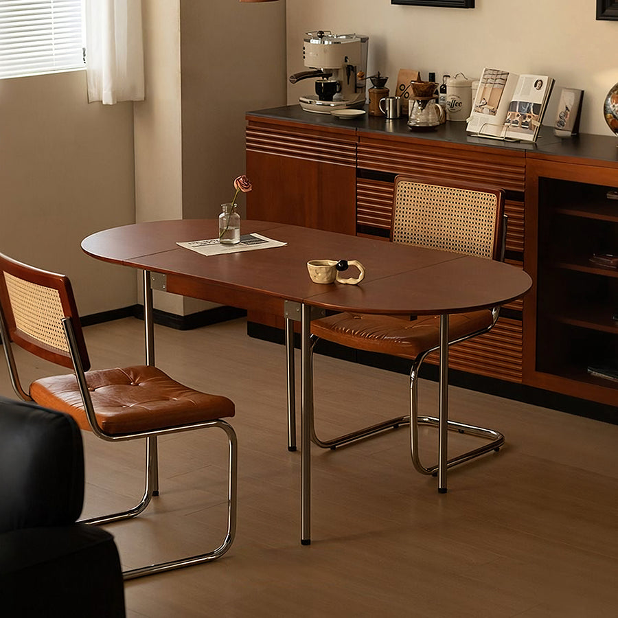 Tsvetkov Foldable Dining Table, Oval detail showing table finish and proportions