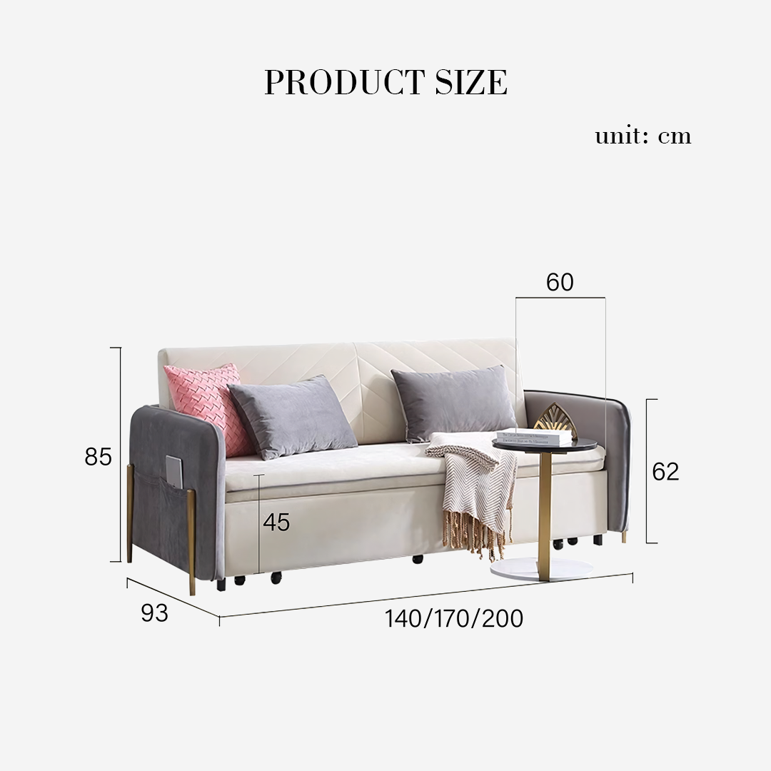 Meera Two / Three Sofa Bed with Storage, Suede-Ritconcept-Rit Concept