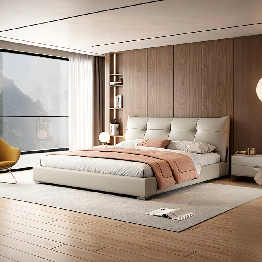 Arjun King Size Superking Size Bed, Leather - storage bed UK