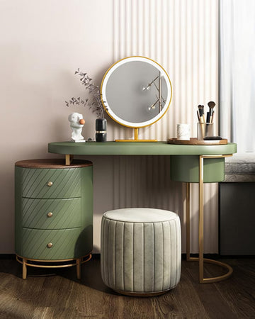 Tandy Dressing Table, Green/ White/ Black And Gold