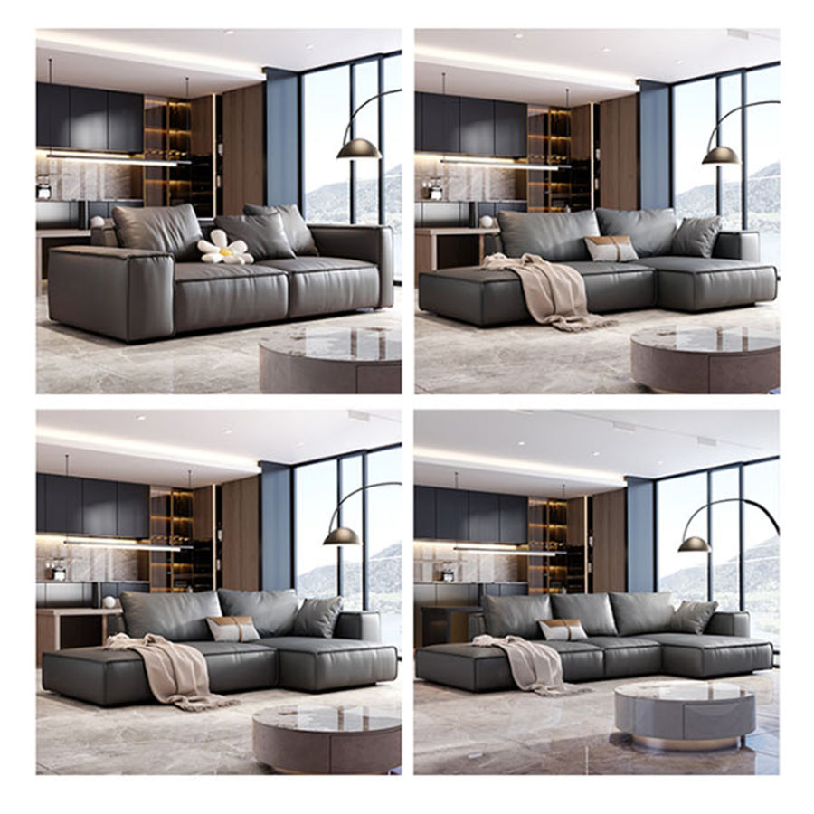 Zora Four Seater Corner Sofa, Real Leather, Beige