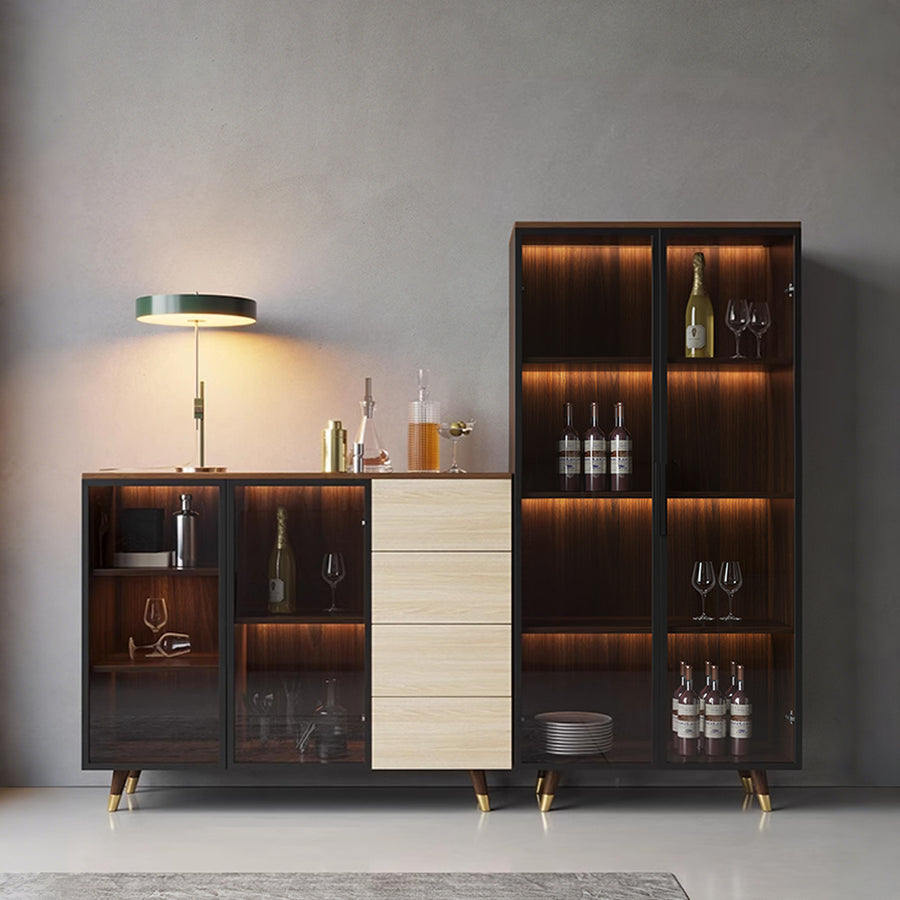 D'Ambrosio Wine Storage With Glass Doors, Cabinet - glass storage cabinet UK