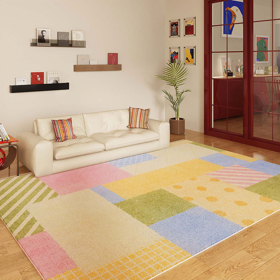 Lacey Grid Patchwork Rug - modern rug UK