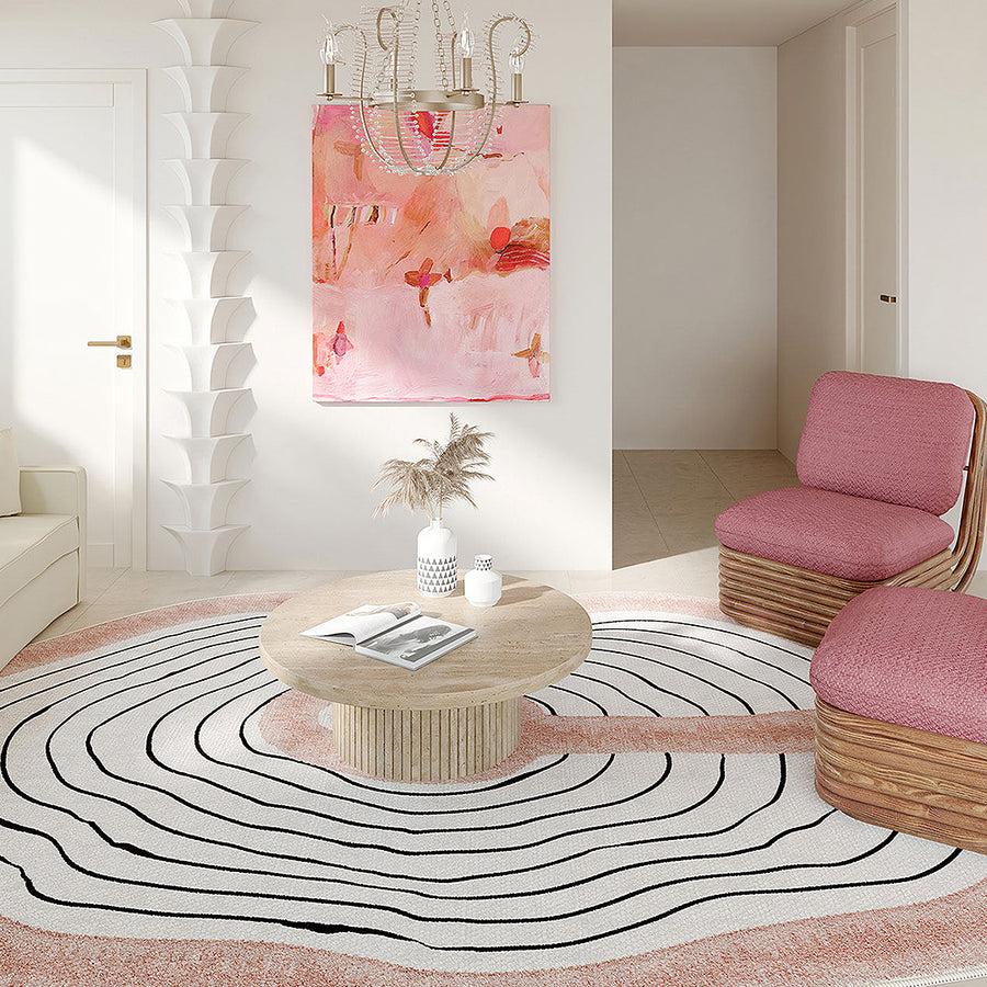 Nova Topo Blush Rug, Various Styles Available detail view for patterned area rug